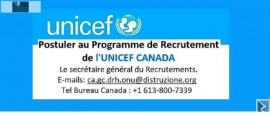 Image principale de PROGRAMME DE RECRUTEMENT UNICEF 2018