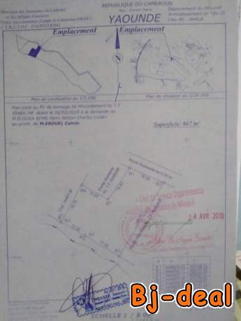 Image principale de 867 mètres carré de terrain  titré a vendre