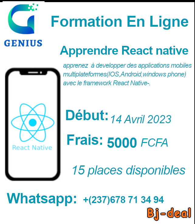 Image principale de Formation en ligne sur le framework react native