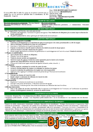 Image principale de RECRUTEMENT RESPONSABLE AGENCES