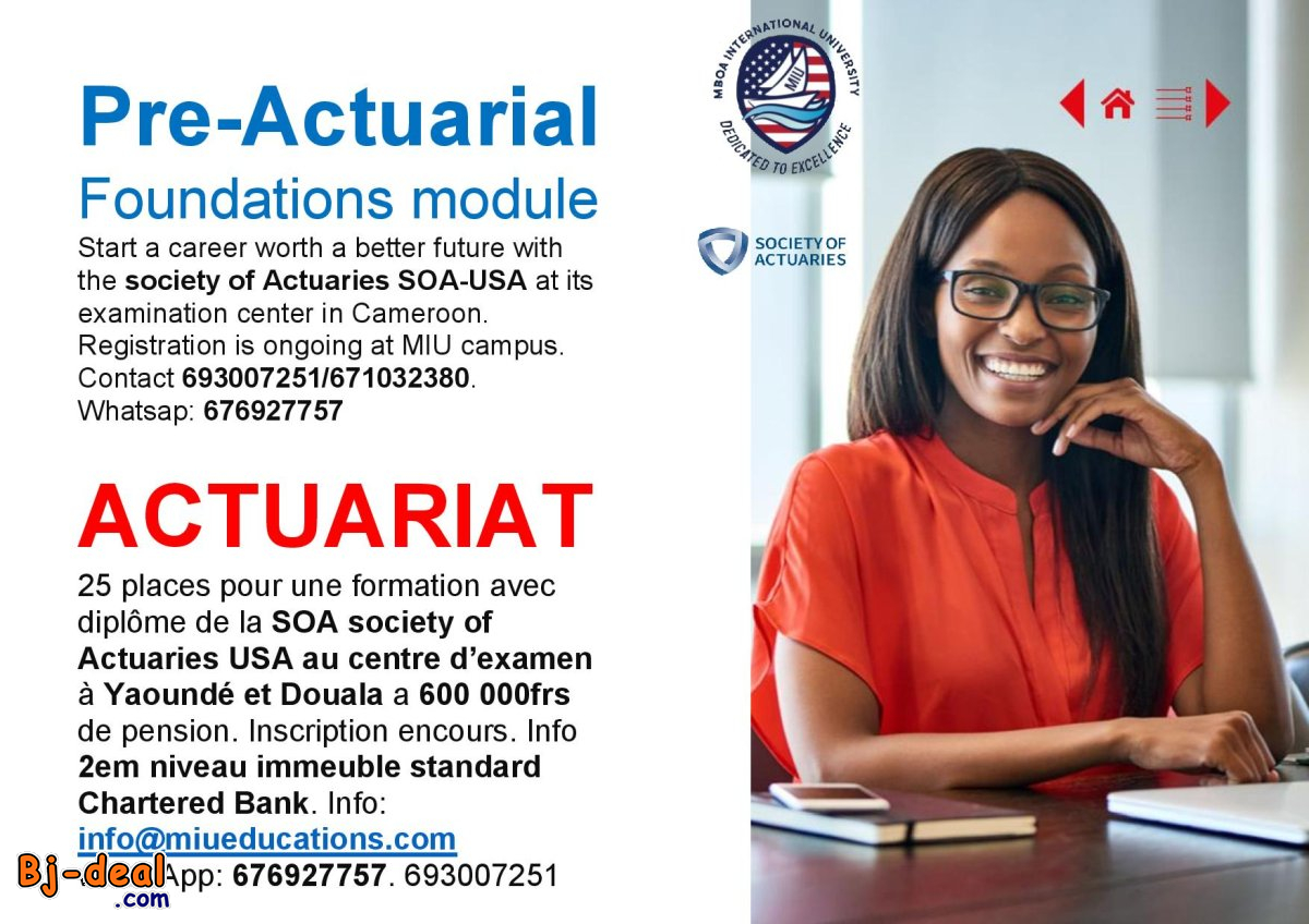 Image principale de Formation de 25 Etudiant en Actuariat SOA-USA