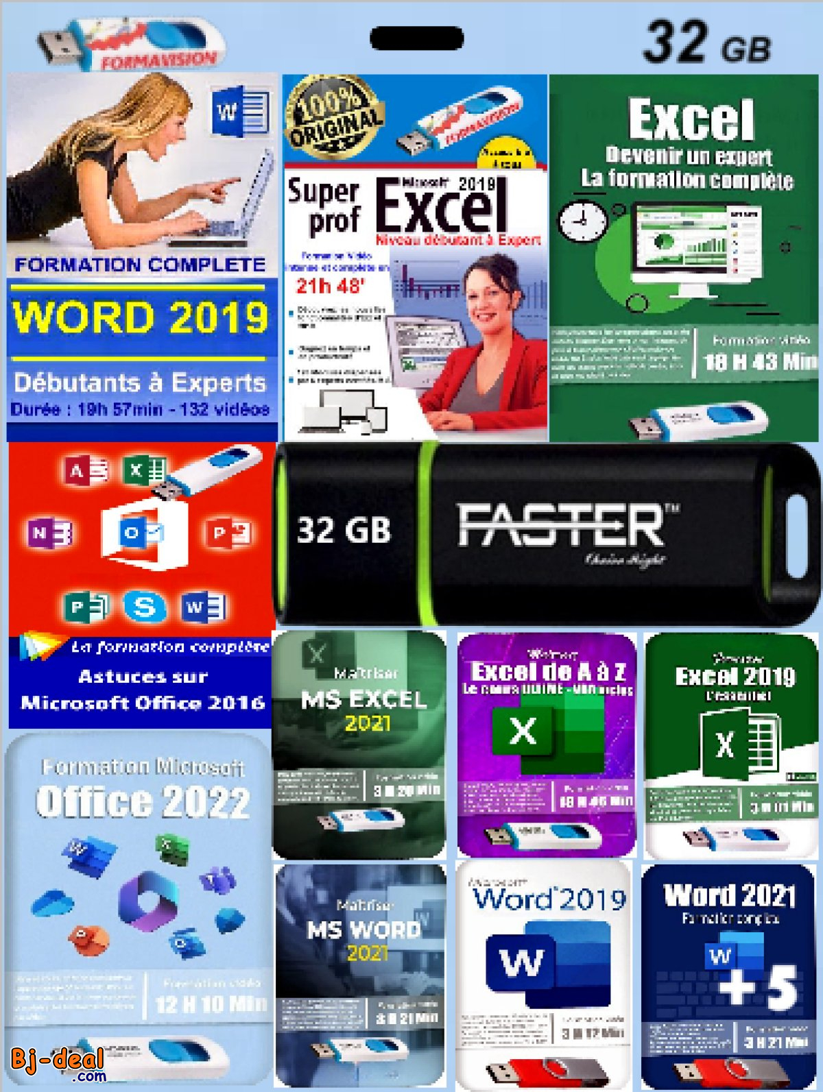Image principale de Clé USB 32 Gb - Faster - Pack Cours de Bureautique +de 96 heures