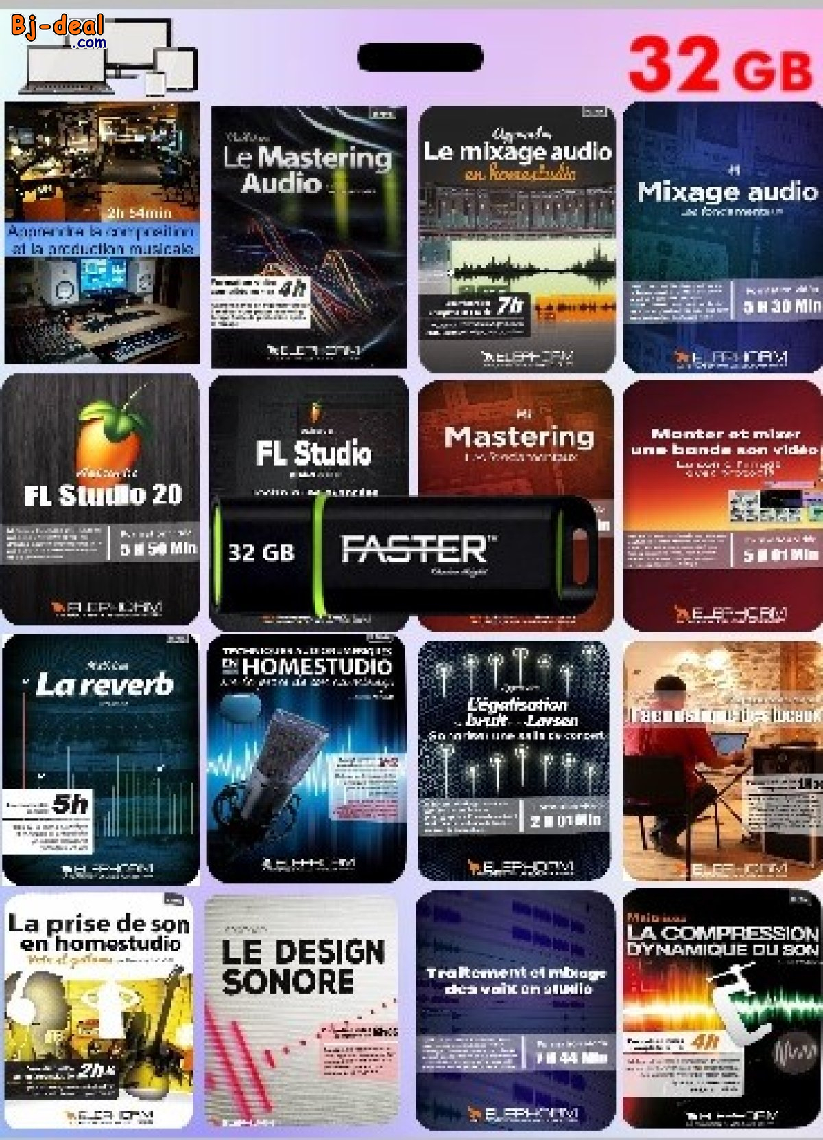 Image principale de Clé USB didactique 32 Gb - Techniques audionumériques +de 31 heures