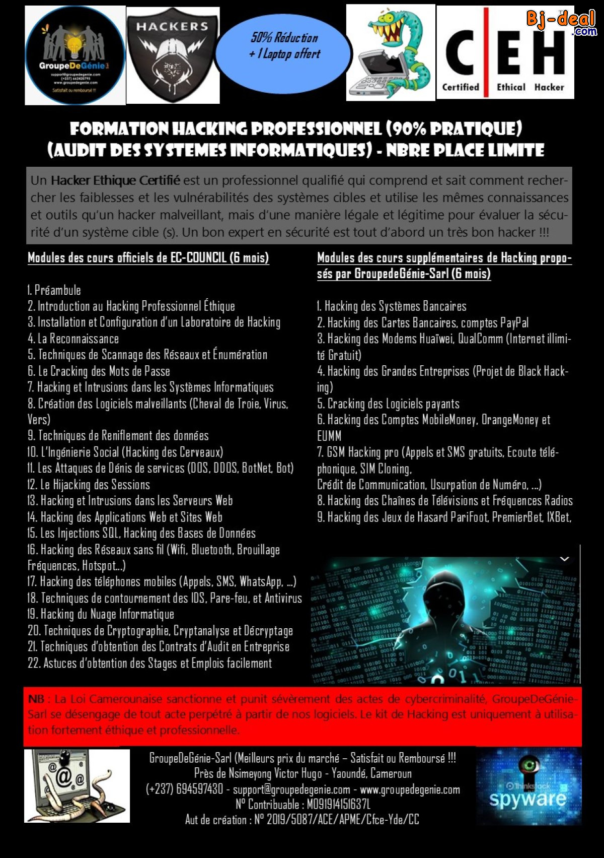 Main image of HACKING PROFESSIONNEL ET SÉCURITÉ INFORMATIQUE (CEH, CISA, CISSP, CND, COMPTIA SEC+