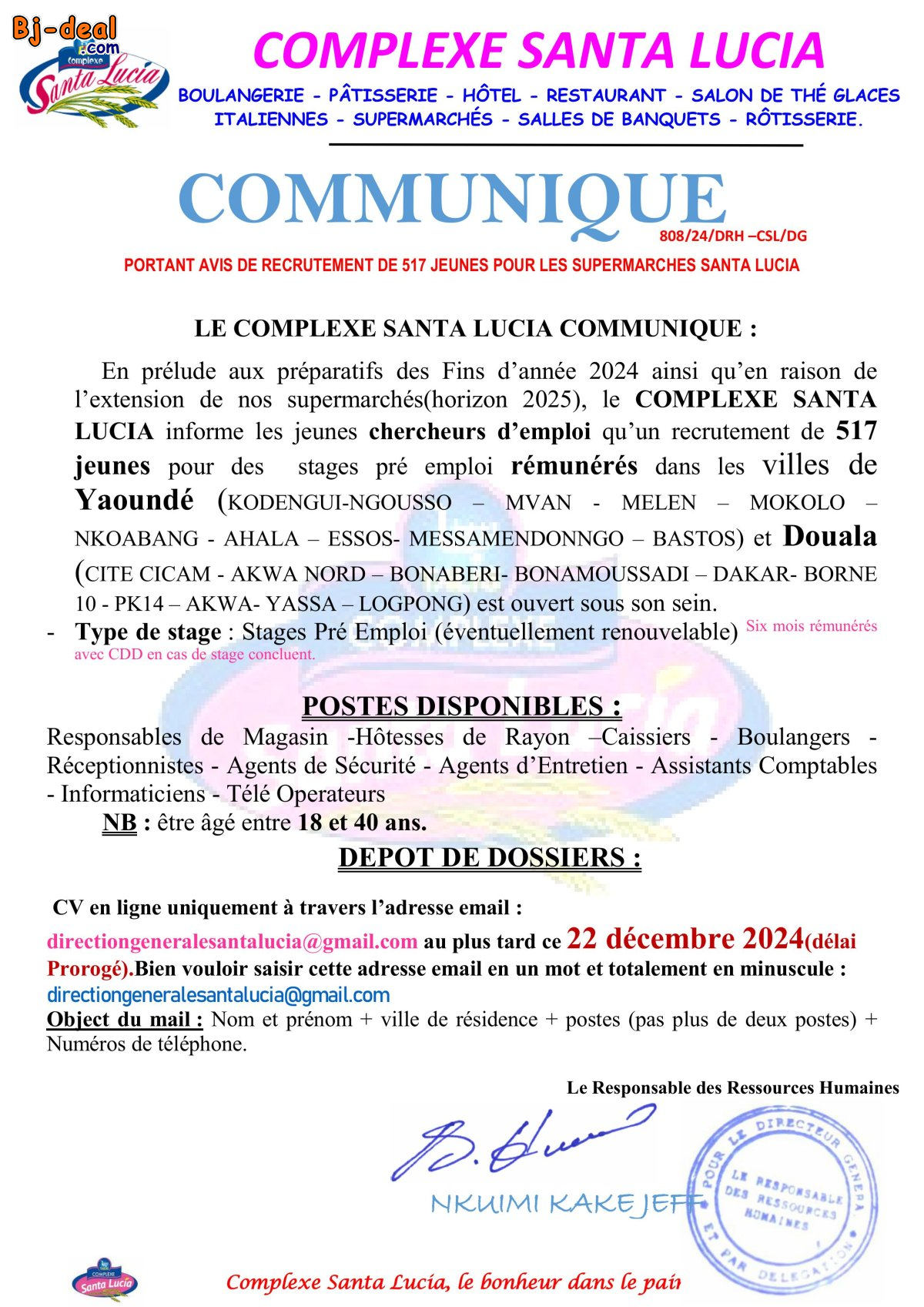 Image principale de LES SUPERMARCHES SANTA LUCIA RECRUTENT 517 PROFILS