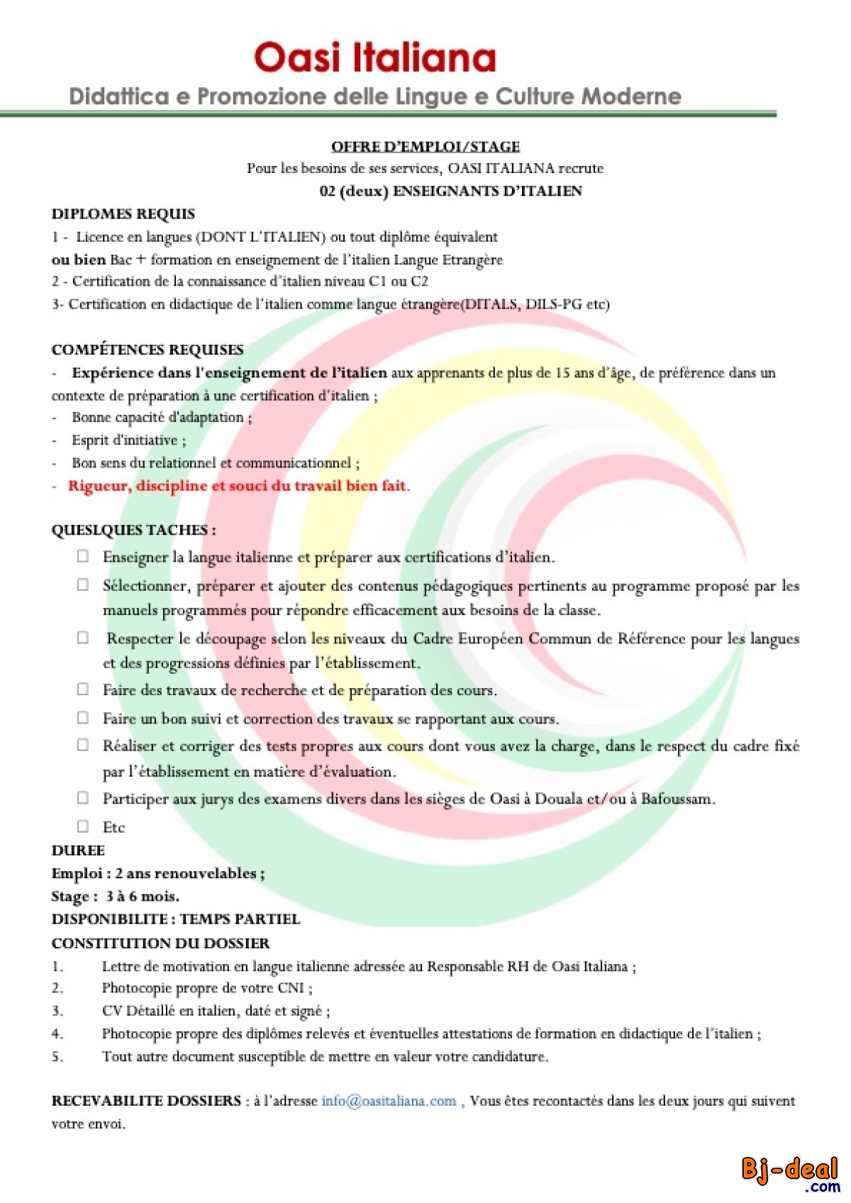Image principale de RECRUTEMENT D&amp;#039; ENSEIGNANT D&amp;#039;ITALIEN
