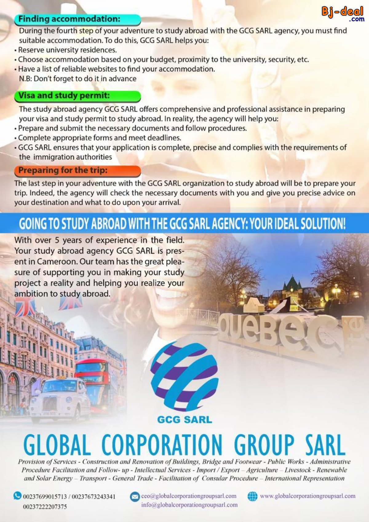 Image principale de PARTIR ETUDIER A L&amp;#039;ETRANGER AVEC L&amp;#039;AGENCE GLOBAL CORPORATION GROUP SARL