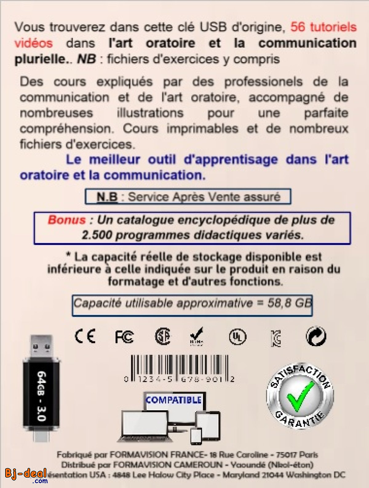 Image principale de Clé USB 64 GB 3.0 OTG - Pack cours art oratoire + 61h 27m