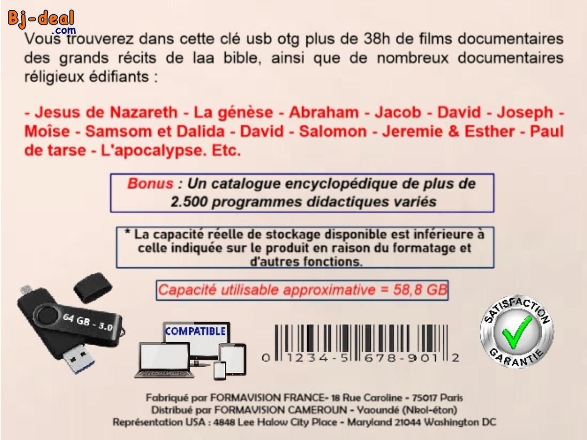 Image principale de Clé USB 64 GB 3.0-otg- pack films religieux +de 143 heures