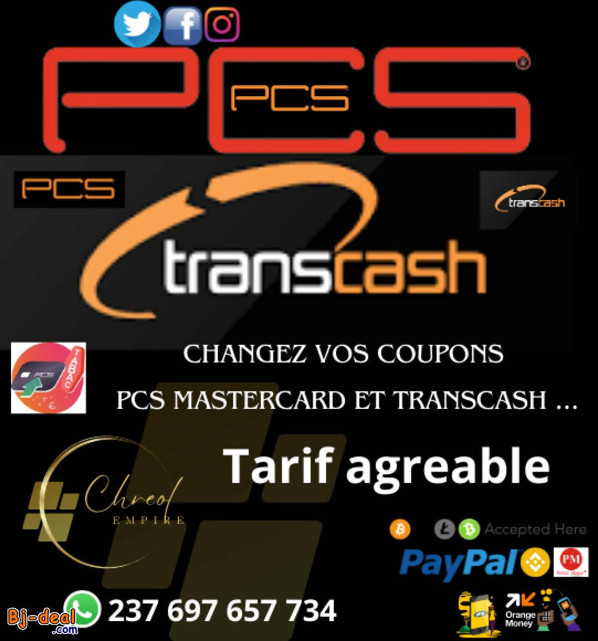 Main image of Dechargez vos coupons TRANSCASH et PCS MASTERCARD Chreol Empire