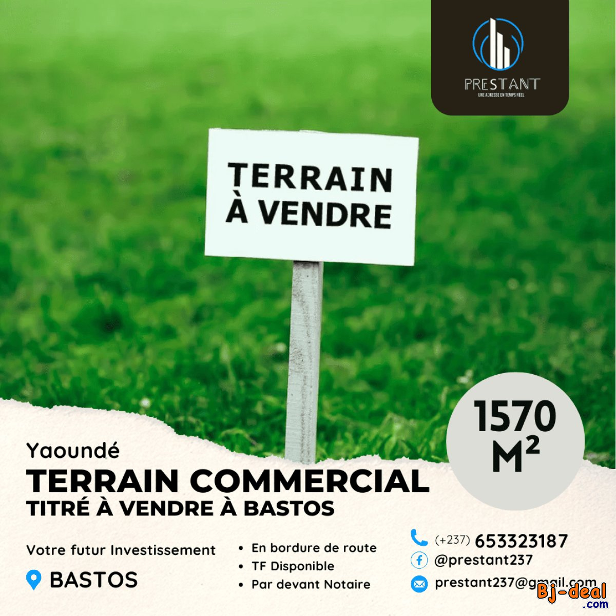 Image principale de Terrain Titré Commercial de 1570m² à vendre à Bastos.