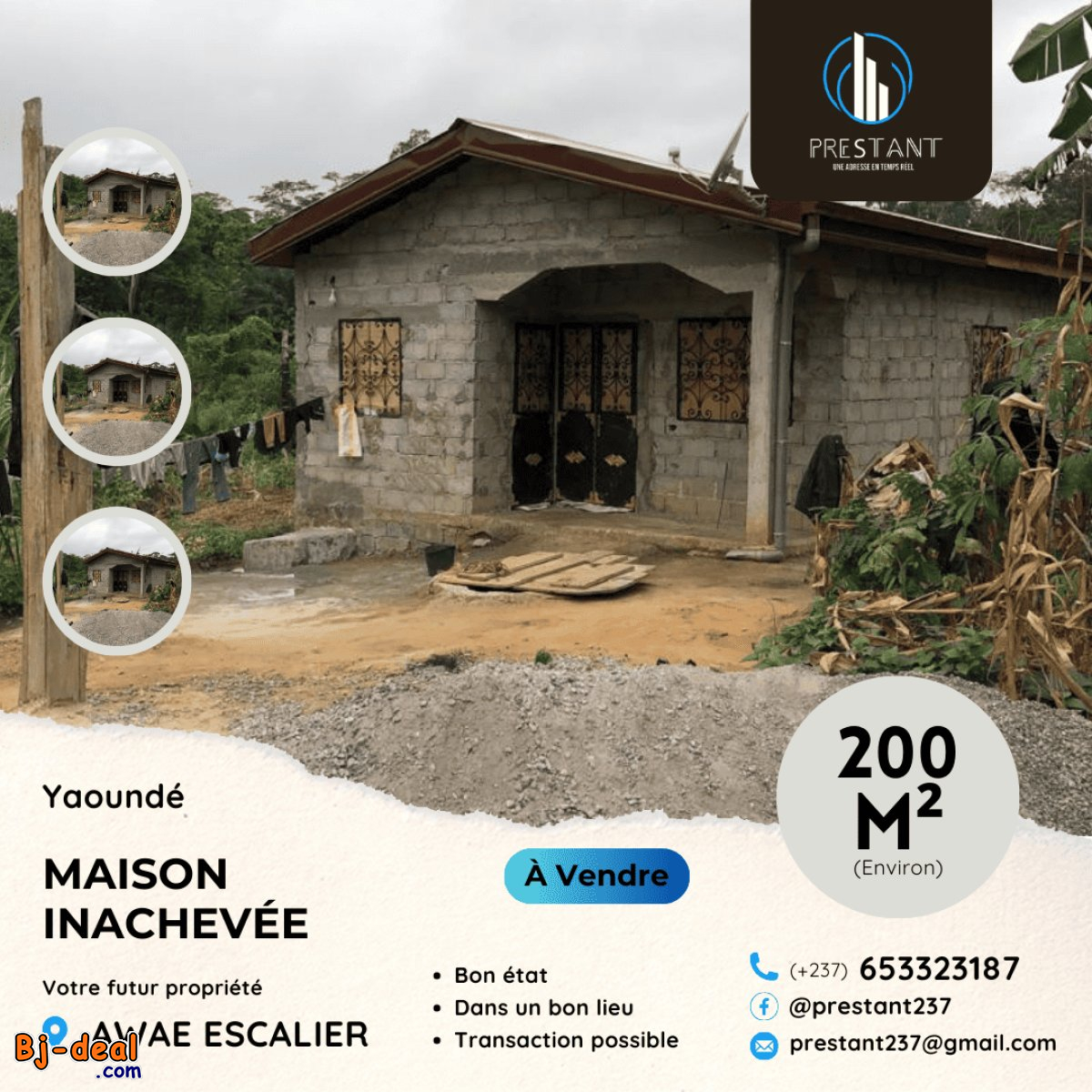 Image principale de Maison sur 200m² Inachevé à vendre à Awae Escalier