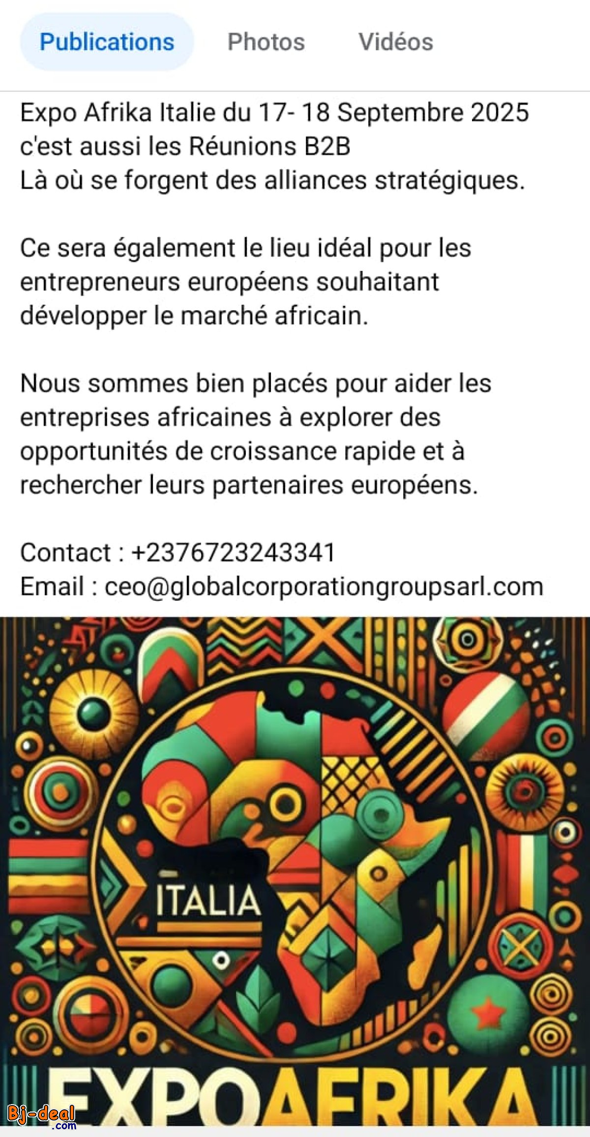 Image principale de EXPOSITION AFRICAINE EN ITALIE