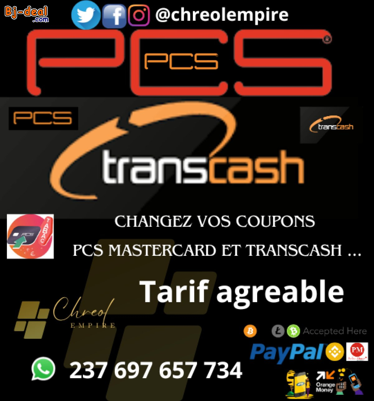 Image principale de Tu peux Changer Transcash et PCS MasterCard au Cameroun