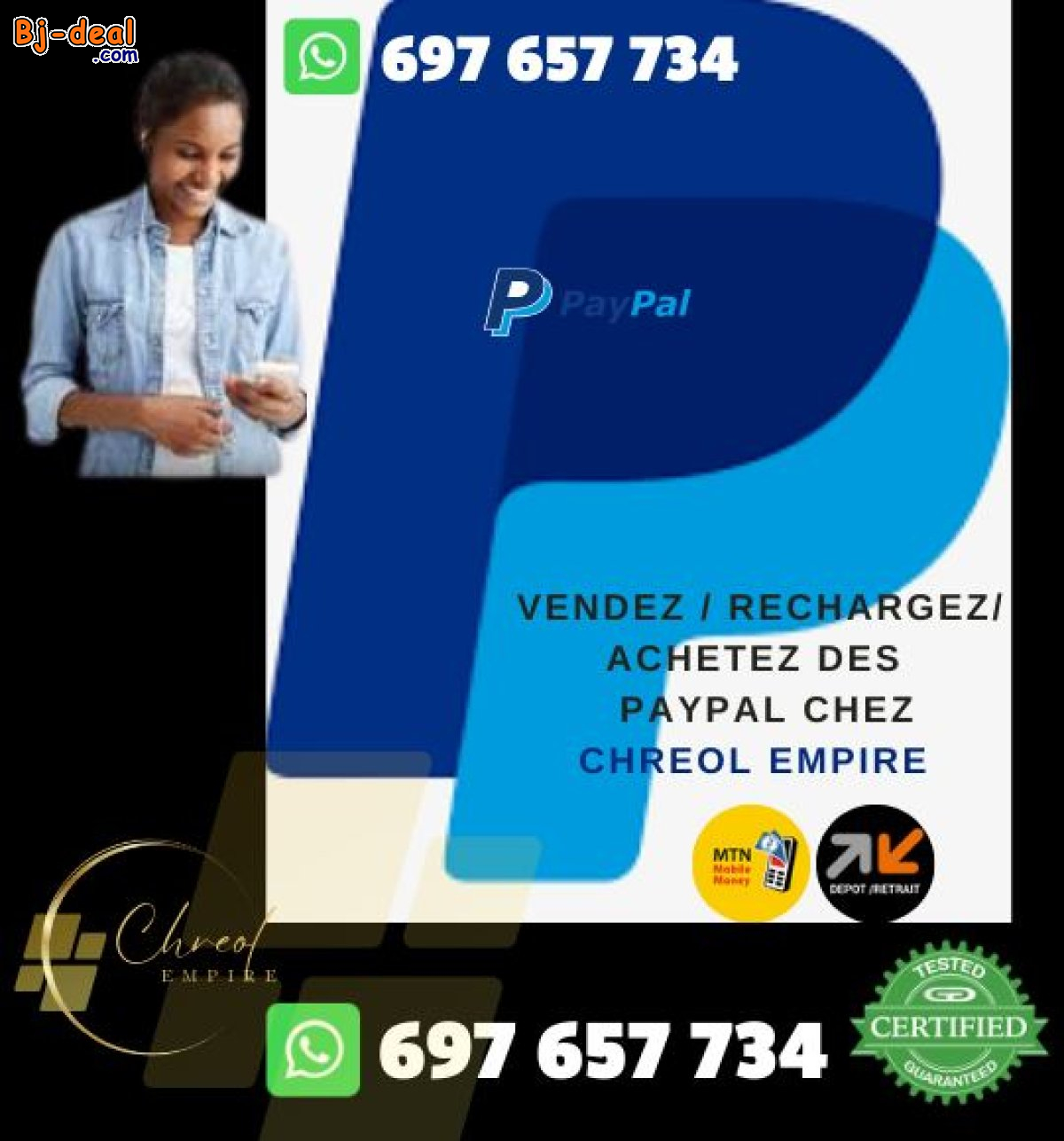 Image principale de Achat Vente et Recharge PAYPAL chez Chréol Empire