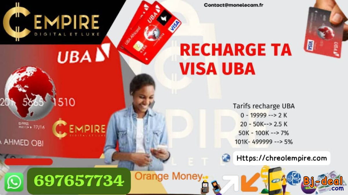 Image principale de OBTENEZ rechargez VOTRE CARTE PREPAYEE UBA CAMEROUN