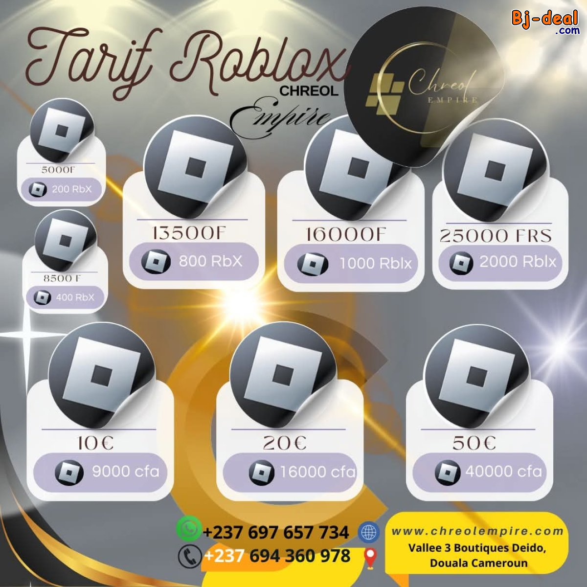 Image principale de Achète tes Cartes Cadeaux ROBLOX chez Chréol Empire