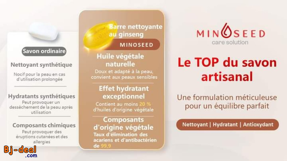 Main image of SAVON MINOSEED  AU GINSENG ET AUX PARTICULES DE FEUILLES D’OR LUXUEUSES....DOUALA