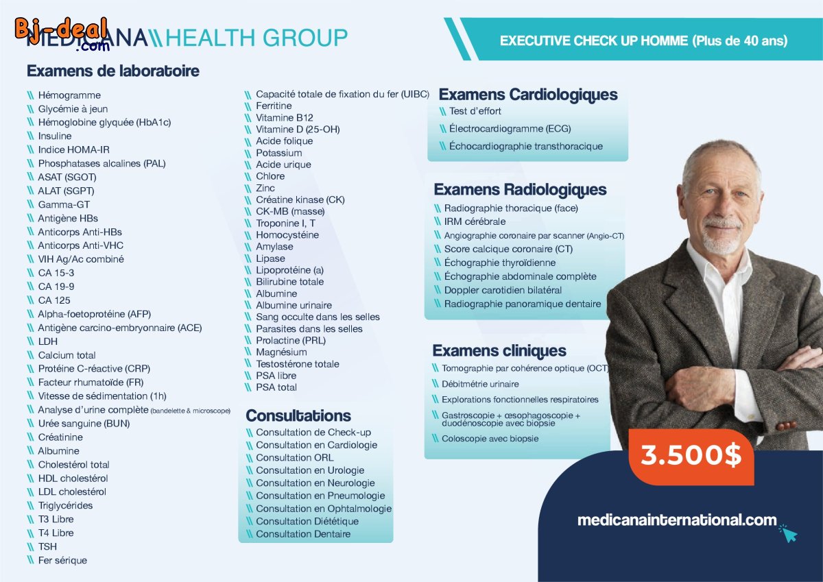 Image principale de Check-up Premium Homme 40 ans La liste exhaustive de ce qui se fait de mieux