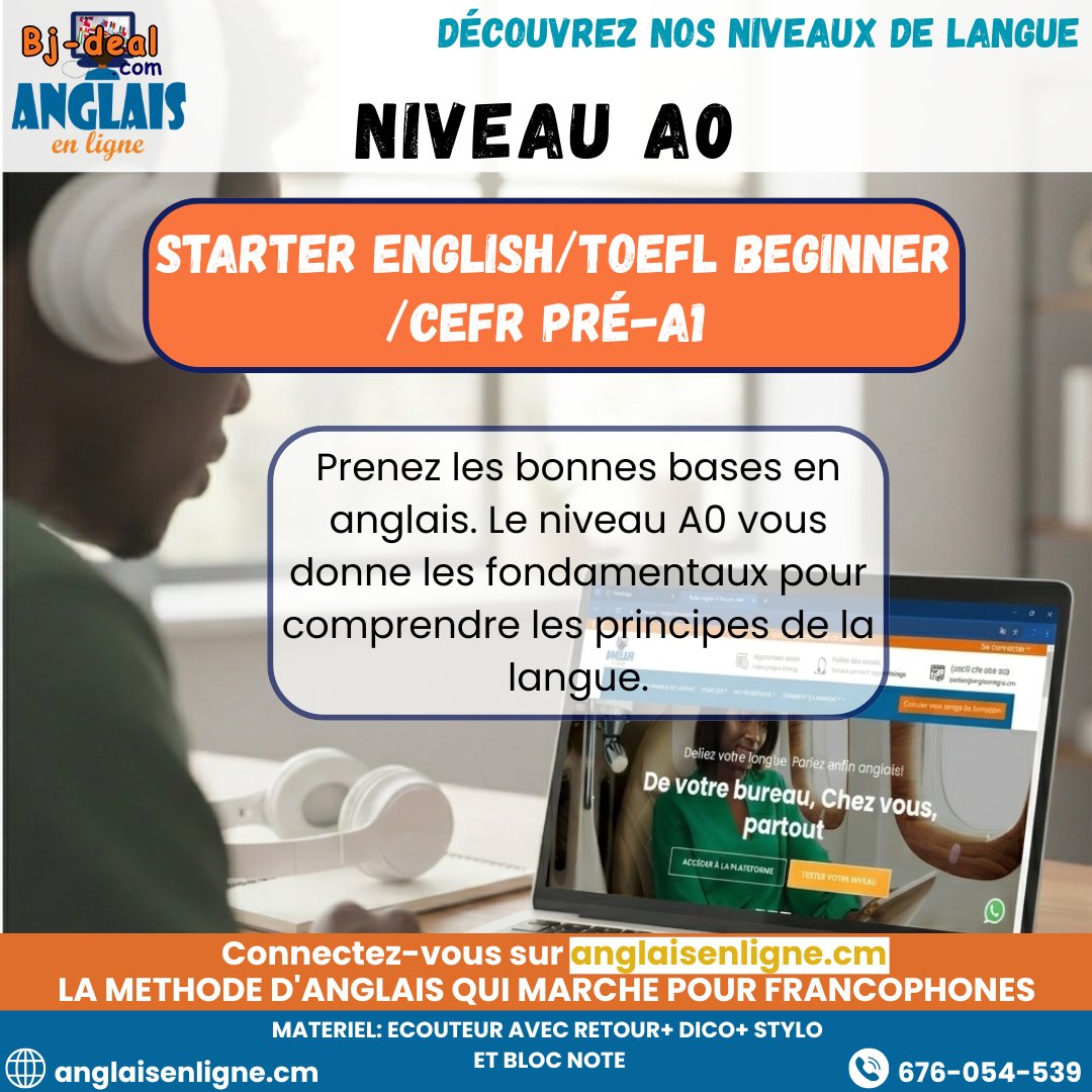 Image principale de Niveau A0 Starter English TOEFL Beginner CEFR Pré-A1