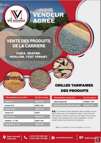 Image principale de VENTE PRODUITS DE LA CARRIERE