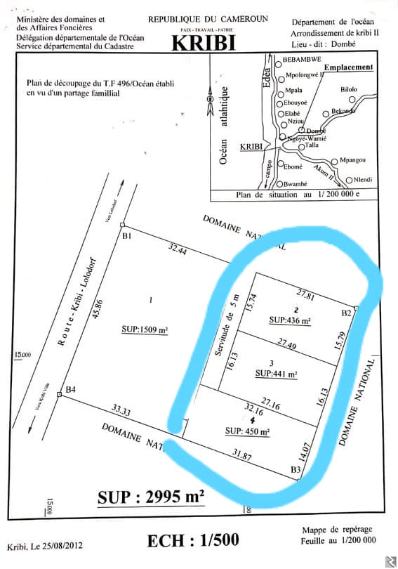 Main image of Terrain titré en vente à  Kribi