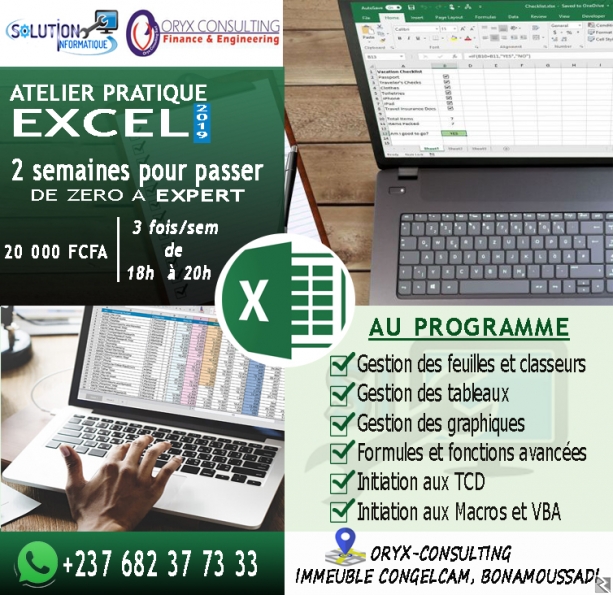 Image principale de Foramtion Excel en ligne à  Domicile en Presentiel