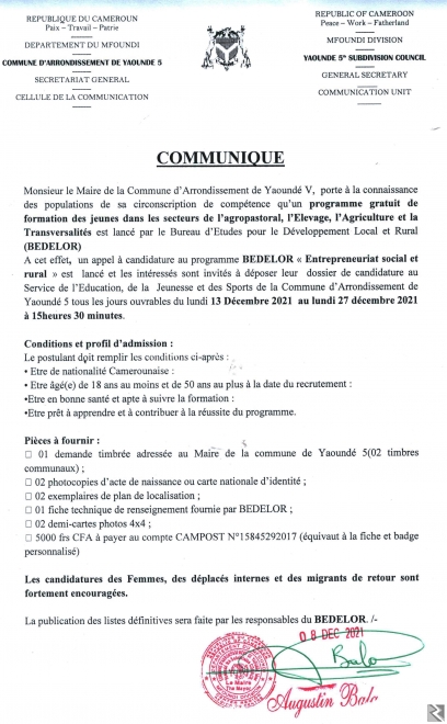 Image principale de Projet Entrepreneuriat Social et Rural