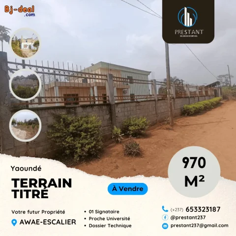 Main image — Terrain Titré de 970m à vendre à Awae Escalier