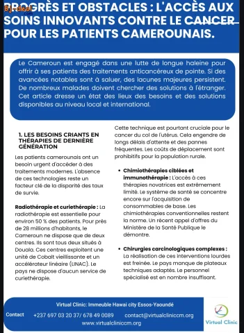 Image principale — Accès aux soins innovants contre le cancer pour les patients camerounais